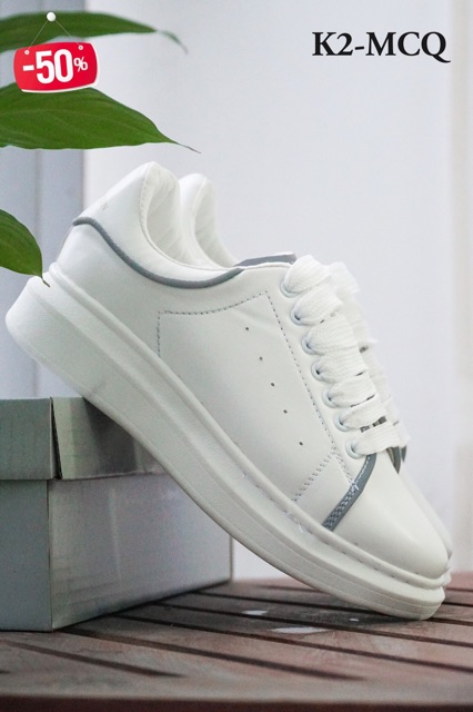 Giày thể thao,Sneakers nam nữ MC.Q trắng phản quang tăng chiều cao 4cm,êm chân