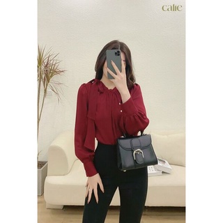 Áo sơ mi lụa phối nơ cổ tiểu thư Calie AS023