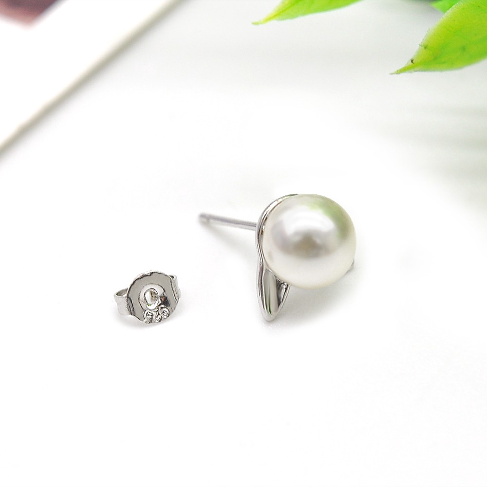 Bông Tai Hình Mèo Đính Ngọc Trai Đơn Giản Phong Cách Hàn Quốc