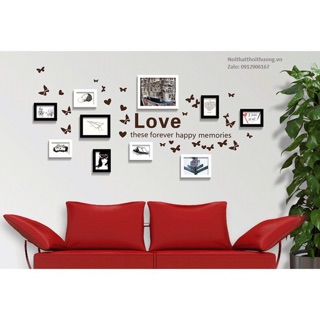 Decal dán tường chữ LOVE và bướm