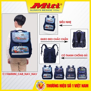 Cặp chồng gù 🍎FREESHIP🍎 Cặp đi học nam nữ dành cho học sinh từ lớp 1 đến lớp 5 [Miti C11060MM_CAR_NAV_NAV]