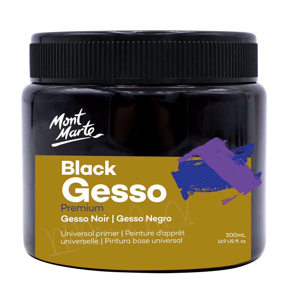 Sơn Lót Nền Vẽ Gesso Mont Marte 500ml (Đen/Trắng) - Gesso/Black Gesso 500ml - MPA0032/MPA0040