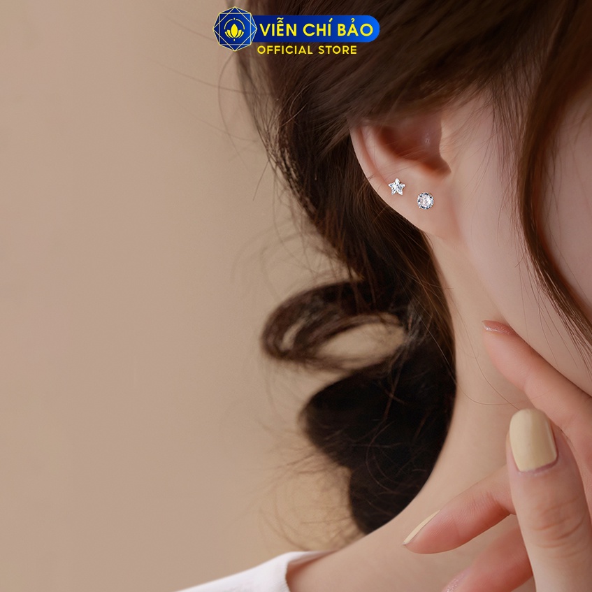 Bông tai bạc nữ nụ đá lấp lánh chất liệu bạc 925 thời trang phụ kiện trang sức nữ Viễn Chí Bảo E028 B000145