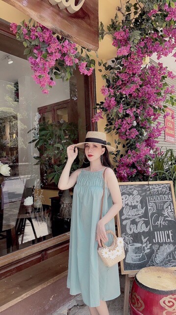 Váy maxi ,💖FREESHIP💖(HOT2020),nhúm ngực chun 3 vòng thắt nơ điệu đà Q007 | BigBuy360 - bigbuy360.vn