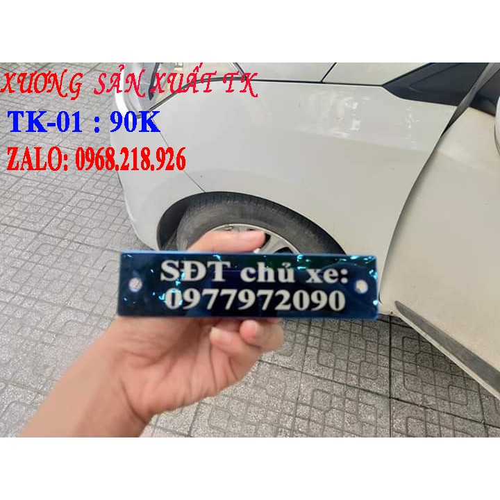 Bảng ghi số điện thoại inox , thẻ đỗ xe hiển thị số điện thoại gắn Taplo xe hơi - tk01