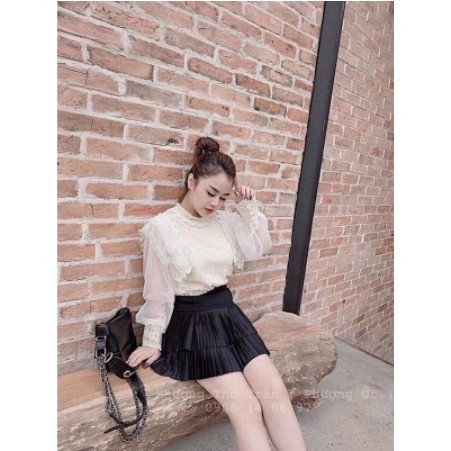 Chân Váy Nữ 💖FREESHIP💖 Chân Váy Cá Tính Xếp Ly 2 Tầng Có Quần Trong SP12