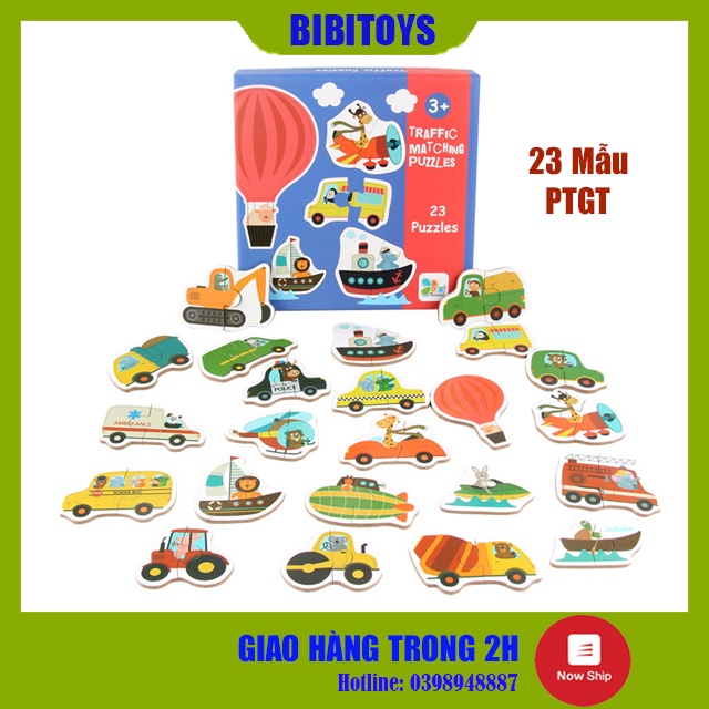 [SIZE TO] Tranh ghép gỗ 2 mảnh hộp giấy (Puzzle) cao cấp phát triển tư duy cho bé từ 2 tuổi trở lên