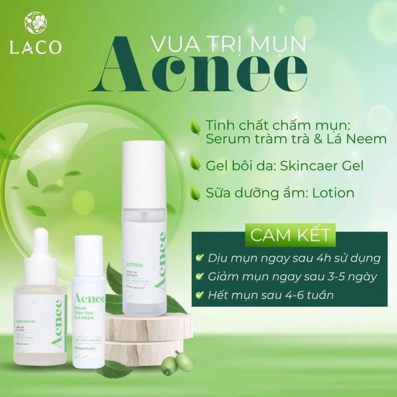 Bộ 3 chăm sóc da mụn LACO Acnee - Hỗ trợ Giảm mụn, Ngừa Thâm, Sáng da sau 7 ngày. Tặng Sữa rửa mặt DNA 30ml 2021