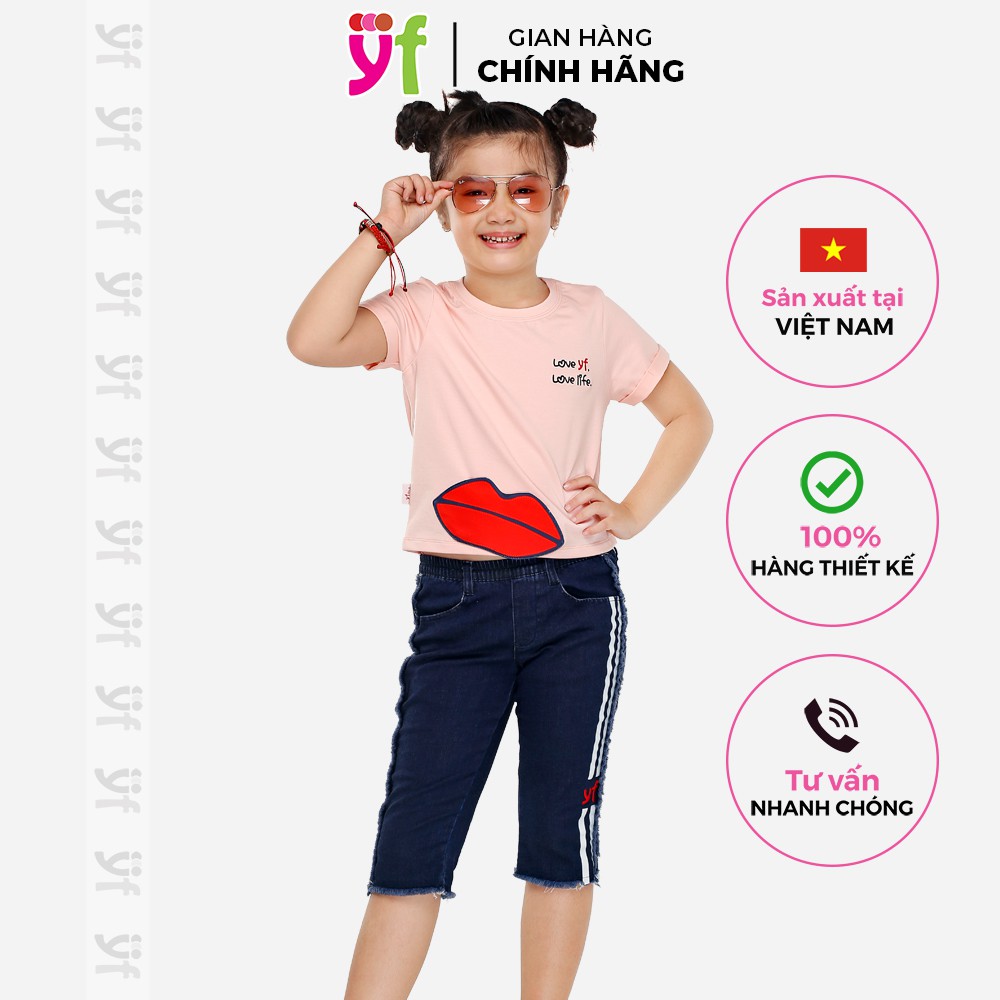 Quần jeans lửng YF ngang gối trang trí 2 viền sọc năng động, kiểu dáng sporty 8QX018