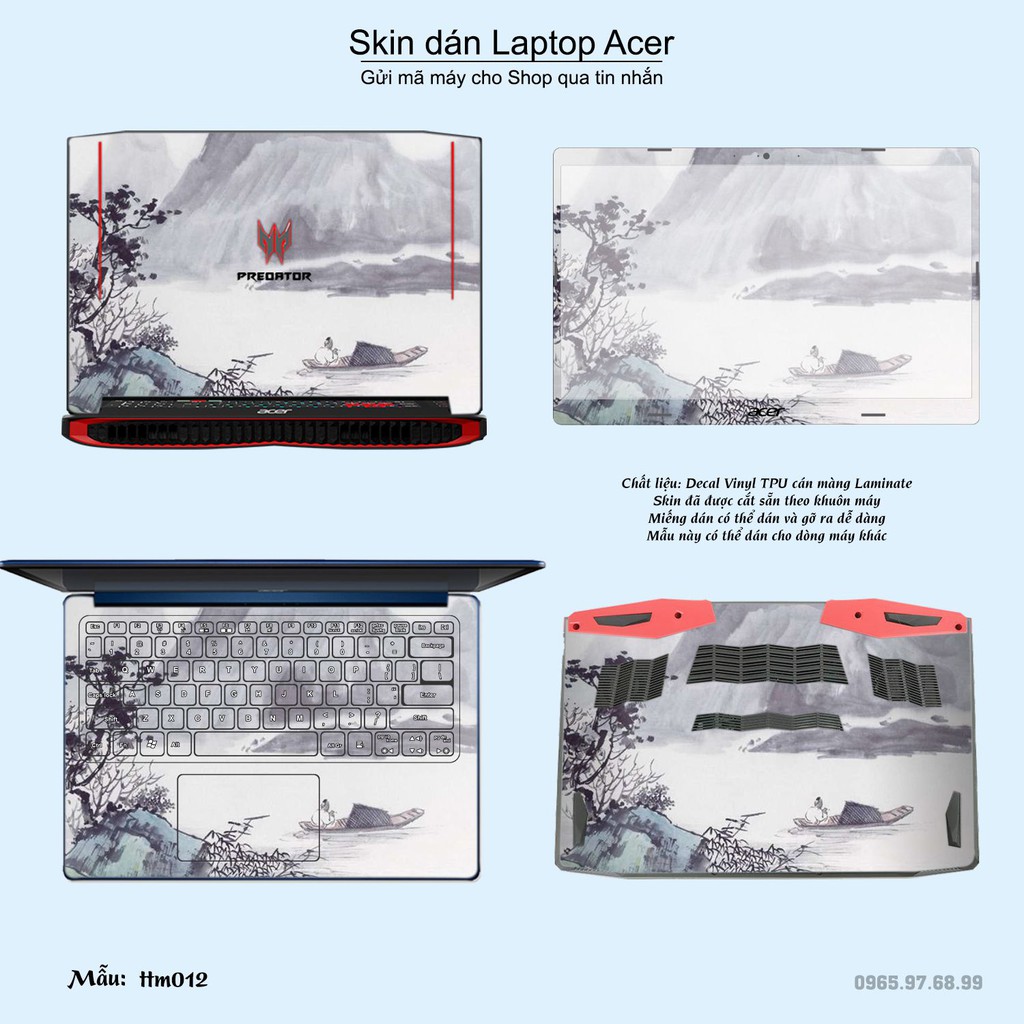 Skin dán Laptop Acer in hình Tranh thủy mặc (inbox mã máy cho Shop)