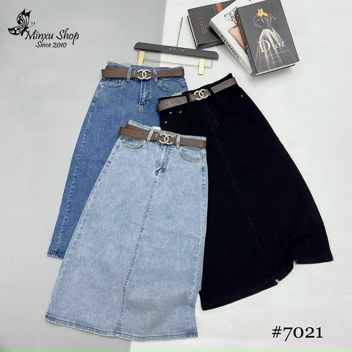 Chân váy bò xẻ sau dáng dài, chân váy denim lưng cao quyến rũ, hách dáng cho nữ hàng Quảng Châu CAO CẤP MÃ Q7021