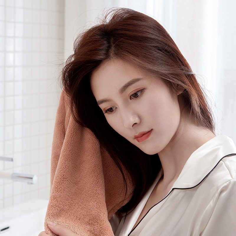 Khăn quấn tóc nhanh khô chất liệu vải cotton 2 lớp mềm mại thấm hút tốt, Khăn cuốn tóc ủ tóc lau khô siêu tốc có nút cài