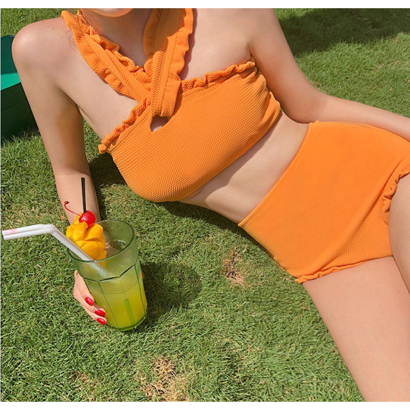 [Hàng sẵn] bikini len 2 mảnh màu vàng tôn da | BigBuy360 - bigbuy360.vn