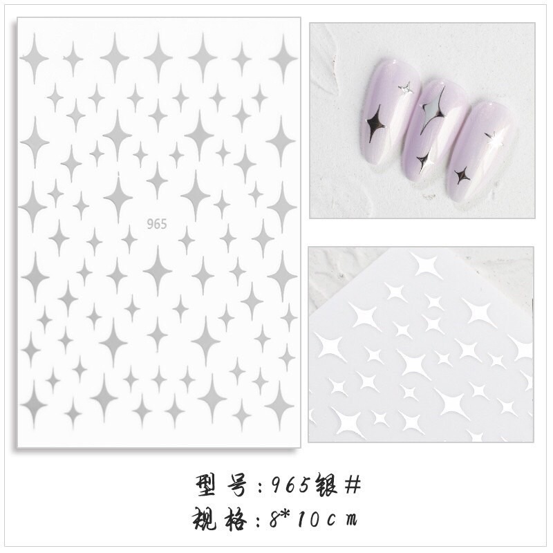 sticker 3d lấp lánh dán móng tay nail