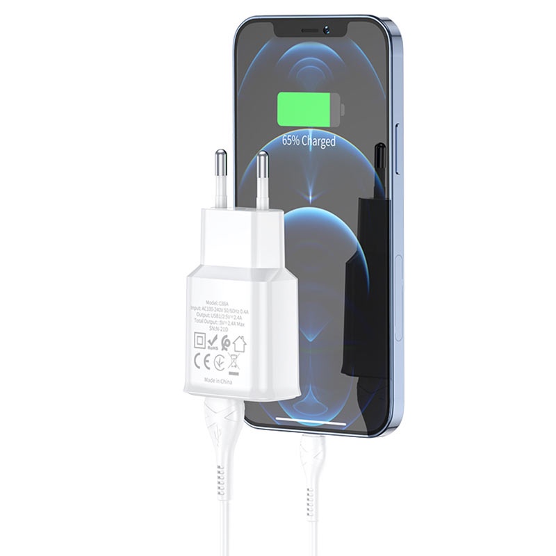 Bộ sạc Hoco C88A - 5V/2.4A đầu IP, Micro, TypeC dài 1m - Chính hãng