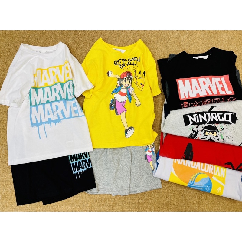 Bộ cotton bé trai đại Marvel/pokemon/nasa/ninja