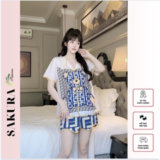 Đồ Bộ Nữ Dễ Thương Pijama Cao Cấp Mặc Nhà Lụa Ngủ Áo Cộc Quần Đùi SAKURA CD01