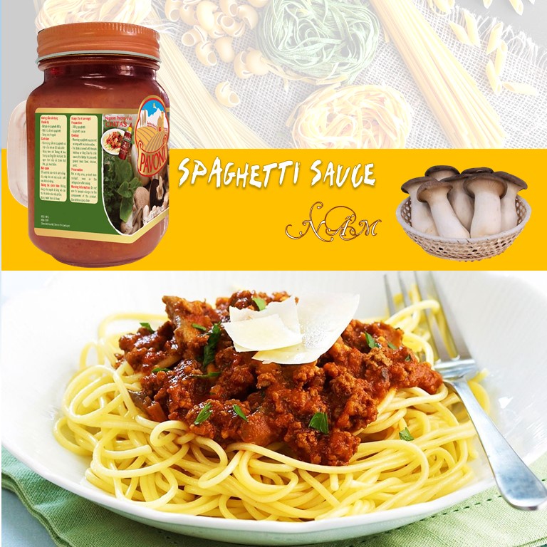 Combo Mì Spaghetti Pavoni 400g Và Sốt Nấm Pavoni 450g
