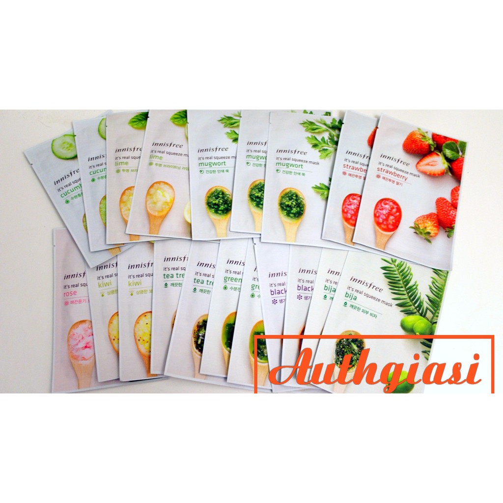 Combo 3-10 mặt nạ Innisfree Mặt nạ It's Real Squeeze Mask 20ml | Thế Giới Skin Care