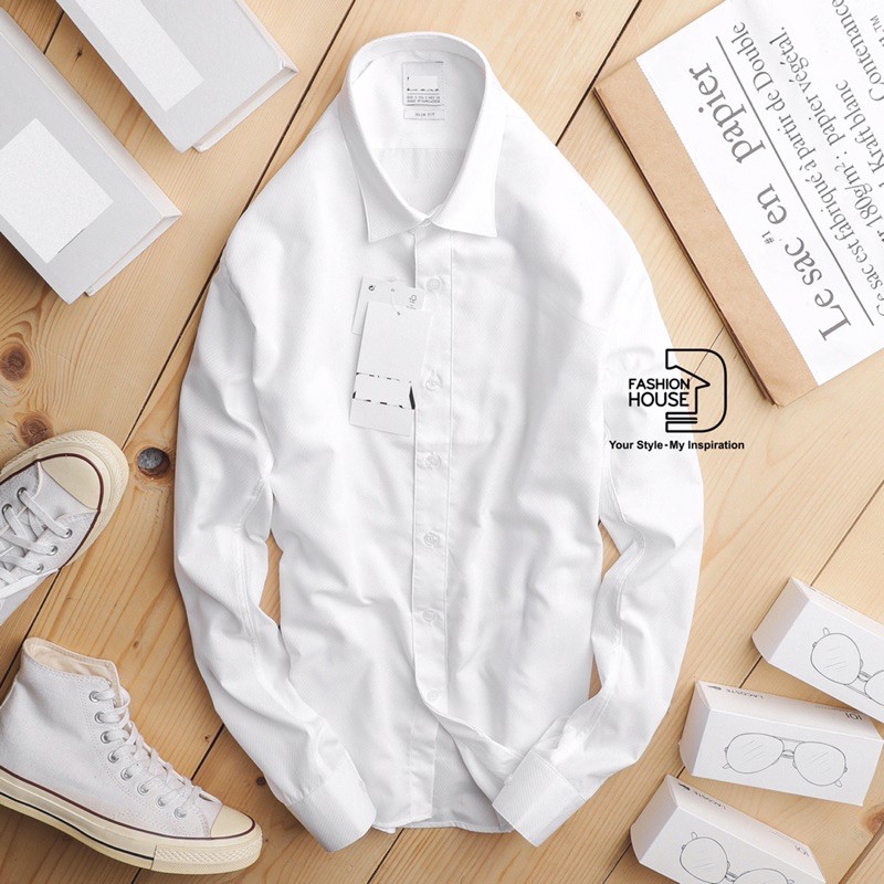 Áo Sơ Mi Nam Tay Dài Cổ Thuyền Chống Nhăn Mát Thoải Mái, Áo Sơ Mi Công Sở Nam Tính Lich Lãm Vải Dệt Kim Cương Sang Trọng | BigBuy360 - bigbuy360.vn