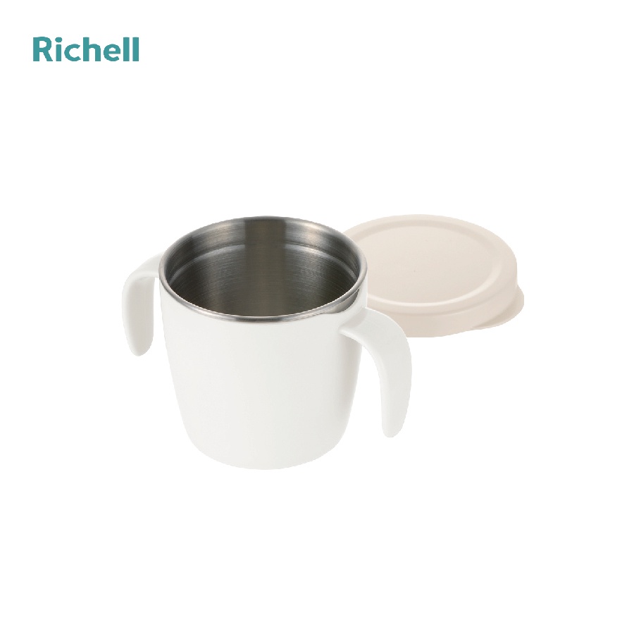Cốc inox cho bé 2 tay cầm Richell T.L.I Xanh - Hồng - Trắng