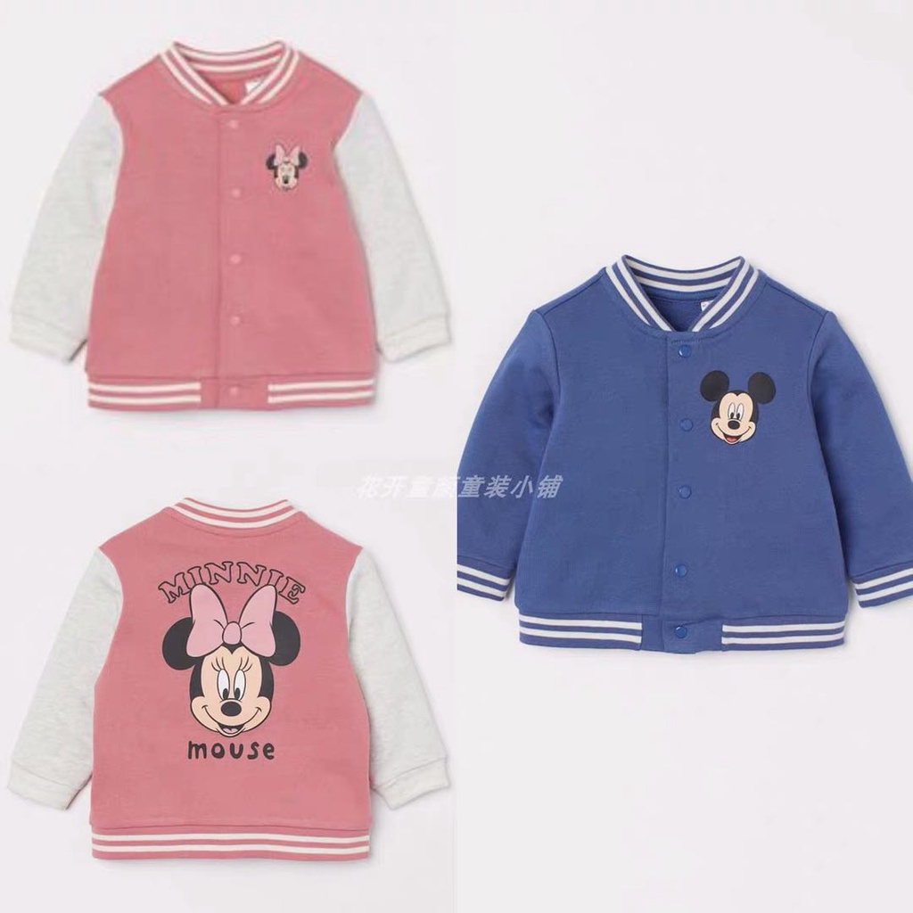 Áo Khoác Mickey Bomber HM xuất dư chất da cá siêu mềm mịn hàng cao cấp cho bé trai bé gái