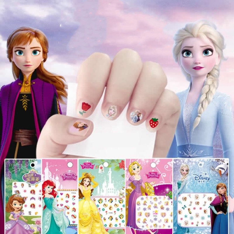 SABUY Disney Cartoon Kids Nail Stickers Công chúa băng giá Elsa Anna Snow White Minnie Mickey Stickers Toy For Girl