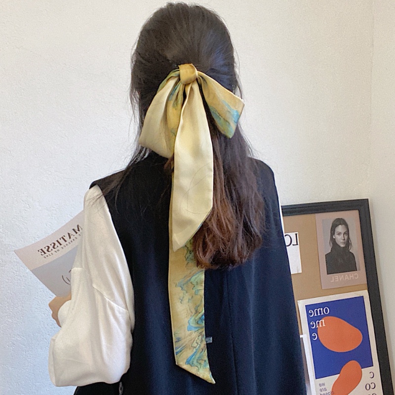 Only This Vòng Cài Tóc Dài Bằng Lụa Màu Xanh Lá Cây Qianlijiangshan Phong Cách Hàn Quốc Dễ Phối Đồ Cho Nữ