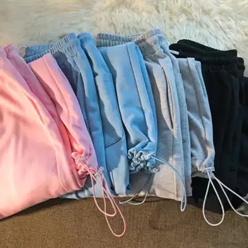 NRVP Quần Thể Thao Nữ Ống Rộng Phong Cách Đường Phố Hàn Quốc Mới