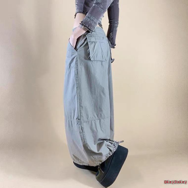 Chân Váy Dài Tới Mắt Cá Chân Màu Trơn Phối Dây Buộc Phong Cách Đường Phố Y2K Cho Nữ