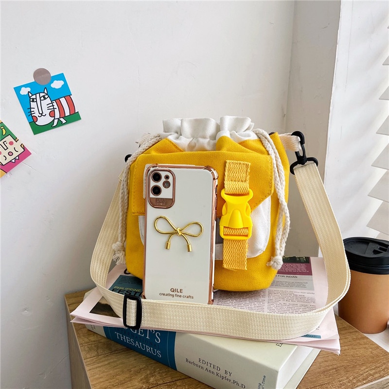 Túi Đeo Chéo Vải Canvas Nhỏ Nhắn Dễ Thương Phong Cách Hàn Quốc 2021