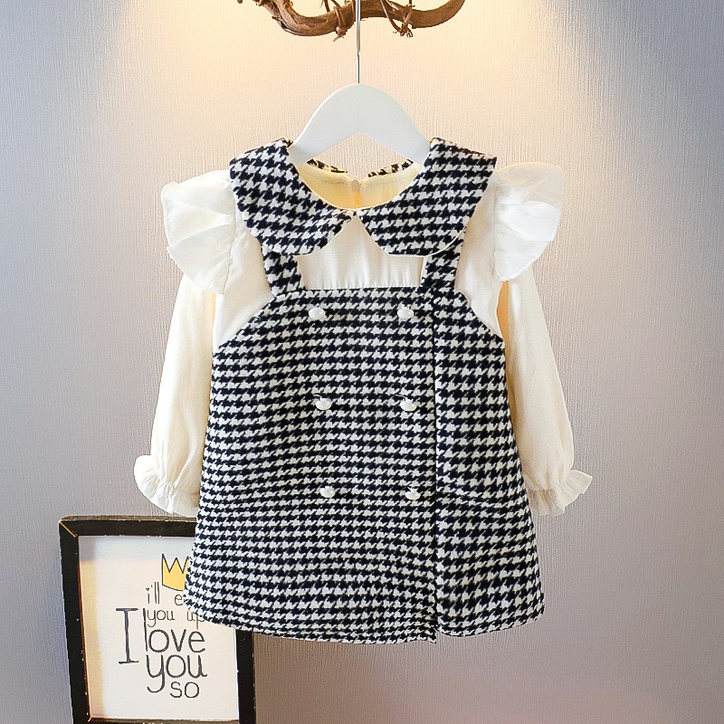 Váy dạ lót nhung mềm mịn bé gái size 10-18kg