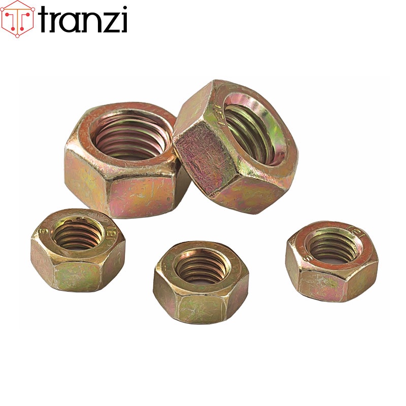 Đai ốc lục giác ngoài mạ kẽm 7 màu M4x7+3,7 - túi 50 cái