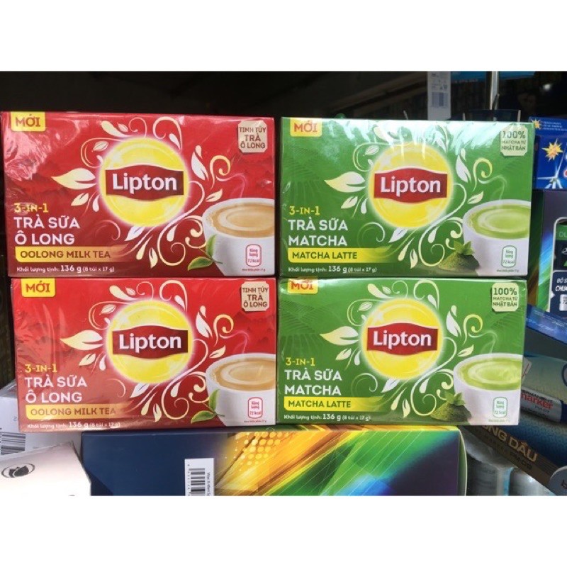 lipton trà ô long, matcha, chanh, đào