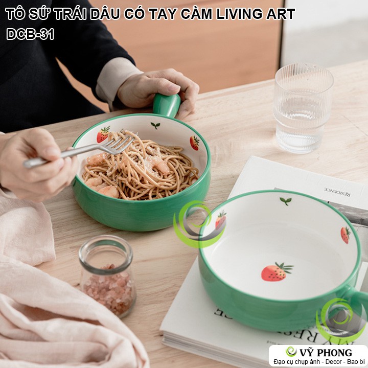 TÔ SỨ HÌNH TRÁI DÂU DỄ THƯƠNG CÓ TAY CẦM LIVING ART TRANG TRÍ BẾP CHỤP HÌNH ĐẠO CỤ CHỤP ẢNH SẢN PHẨM INS DCB-31