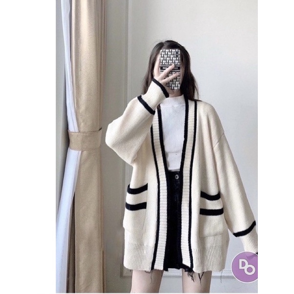 Áo Khoác cadigan len dày dặn form dài phong cách vintage hàn quốc chuẩn y hình, trẻ trung mix nhiều phong cách