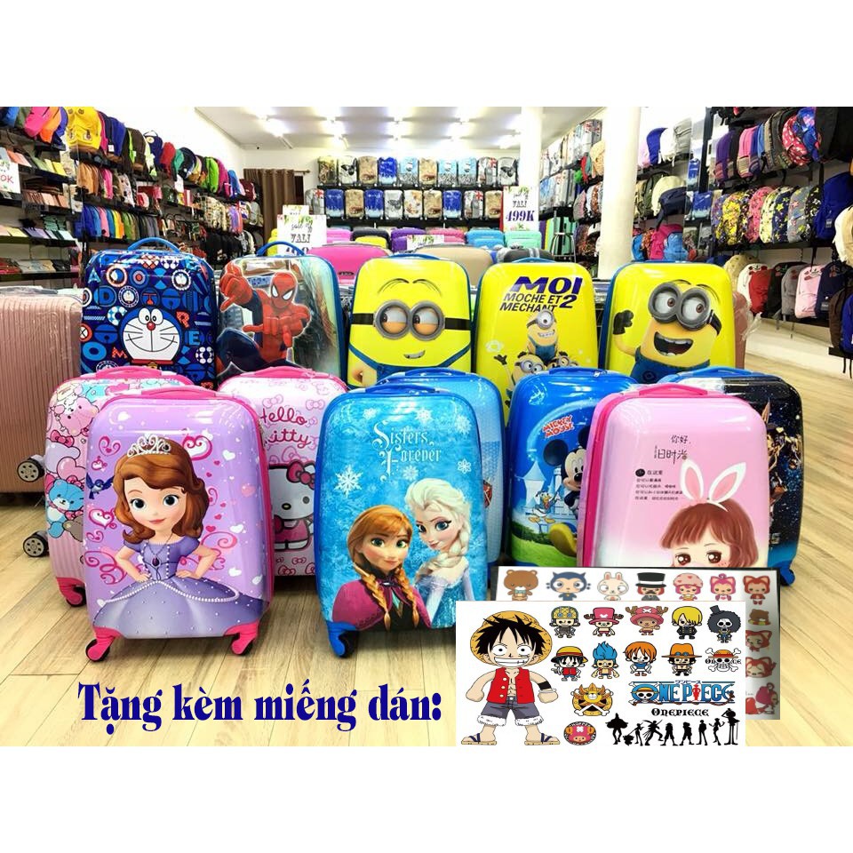 {freeship}Vali trẻ em size 18inch + tặng tấm dán hình ngộ nghĩnh