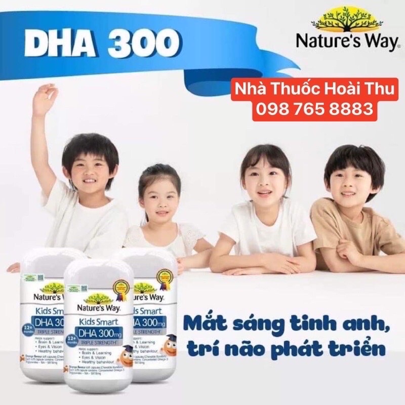 [ Chính Hãng] Natural's Way Kids Smart DHA 300 mg - Viên nhai DHA Giúp bé thông minh ( ÚC)