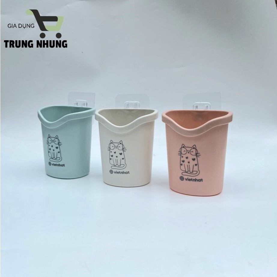 Cốc Nhựa Dán Tường Nhà Tắm Đa Năng Để Bàn Chải, Kem Đánh Răng Việt Nhật Có Lỗ Thoát Nước Tiện Lợi-VN6370