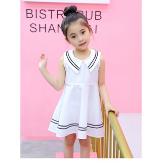 3 - váy đầm bé gái cổ hải quân điệu đà màu trắng - hg055