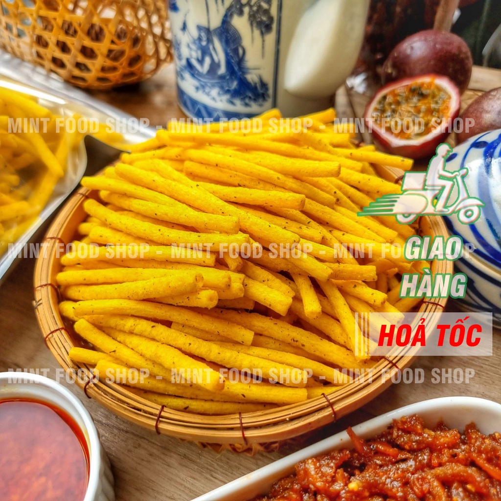 Khoai Tây Sấy Giòn Dạng Ống - Lắc Bột Phô Mai - Trứng Muối - Mắm Hành - Túi 500gr