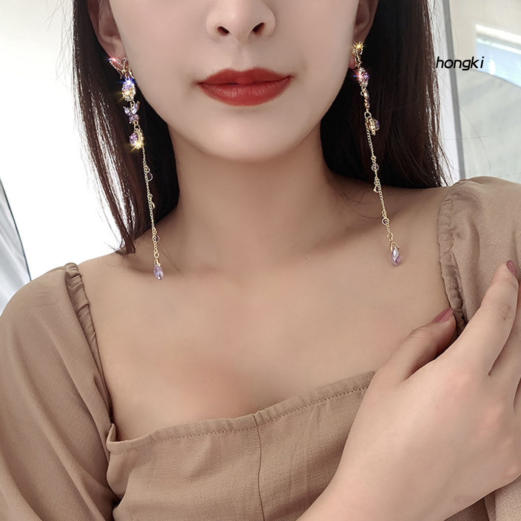 Set 2 Hoa Tai Hình Bướm Đính Đá Nhân Tạo Thời Trang