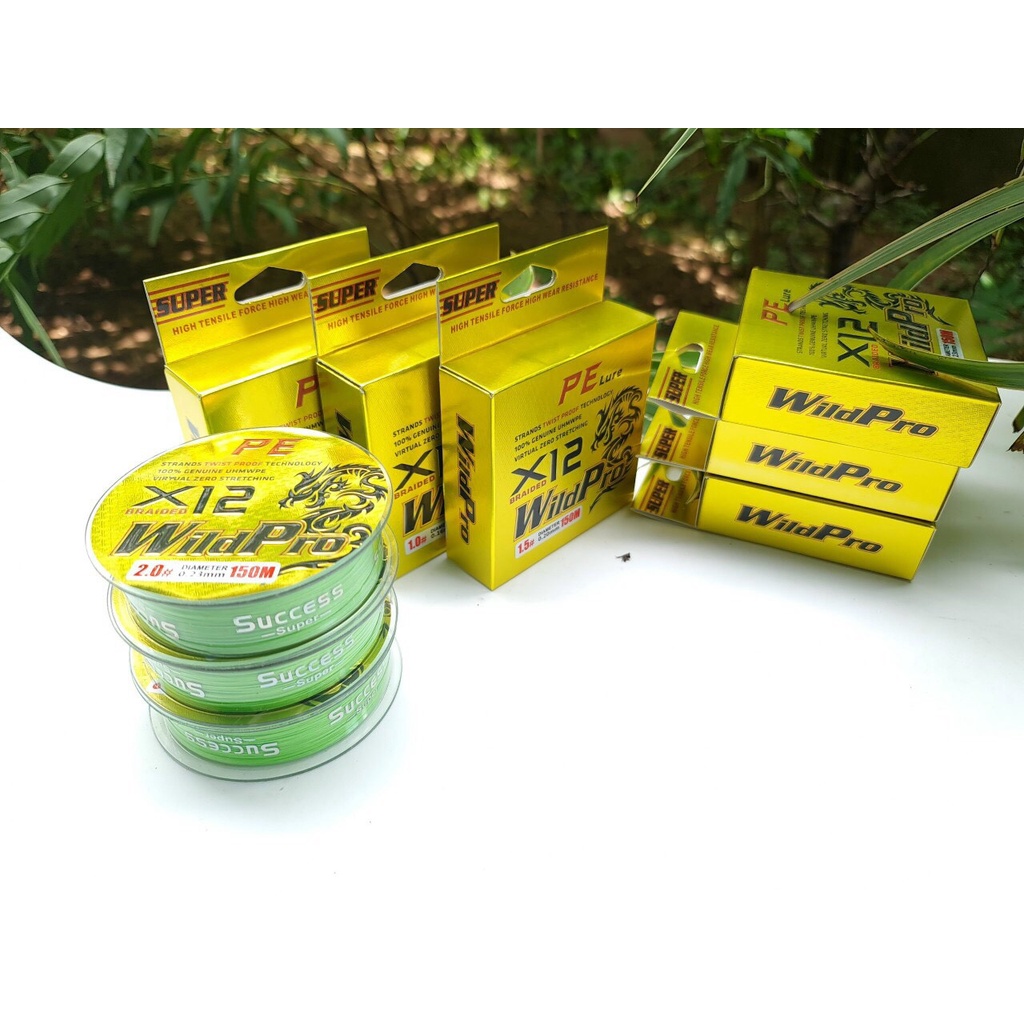 Dây dù câu cá PE Lure X12 Wild Pro 150m, dây câu cá, mịn, dù nổi