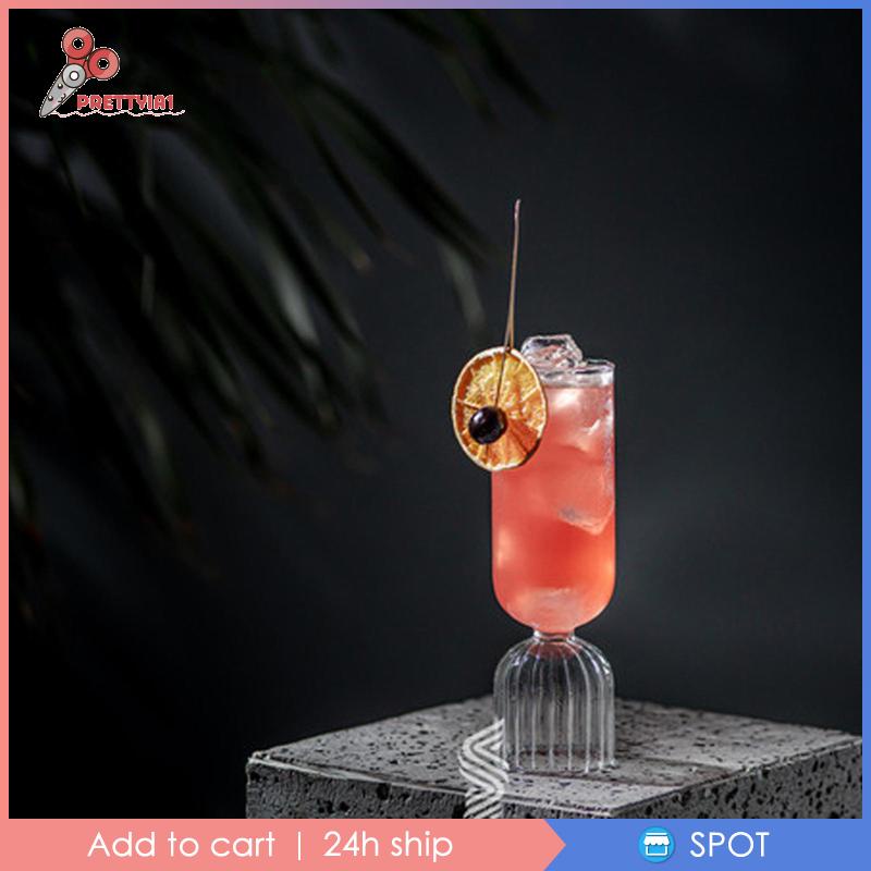 Ly Thủy Tinh Uống Cocktail Prettyia1 Có Đế Sọc 210ml