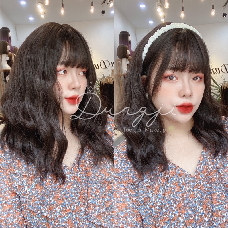 DJ62 Tóc giả nguyên đầu sóng xù 40cm