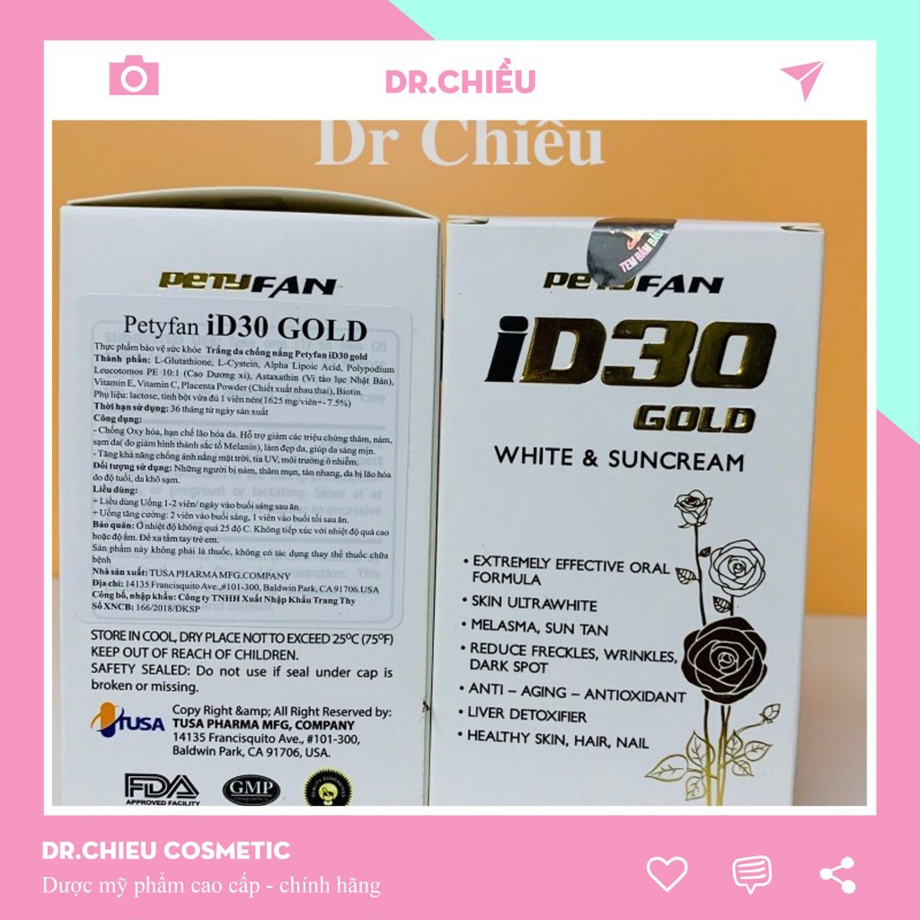 [Mã 77FMCGSALE giảm 8% đơn 500K] VIÊN UỐNG TRẮNG DA ID30 ⚜️CHÍNH HÃNG⚜️ ID30 GOLD - PETYFAN