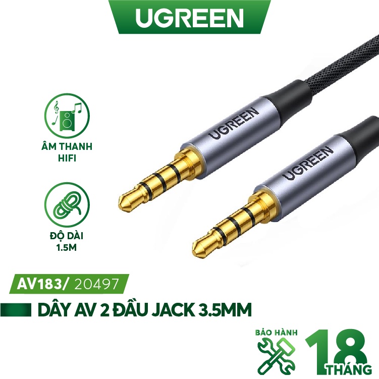 Dây AV 2 đầu giắc 3.5mm kết nối Microphone UGREEN AV183