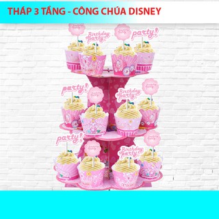 Tháp 3 tầng để bánh cupcake công chúa disney