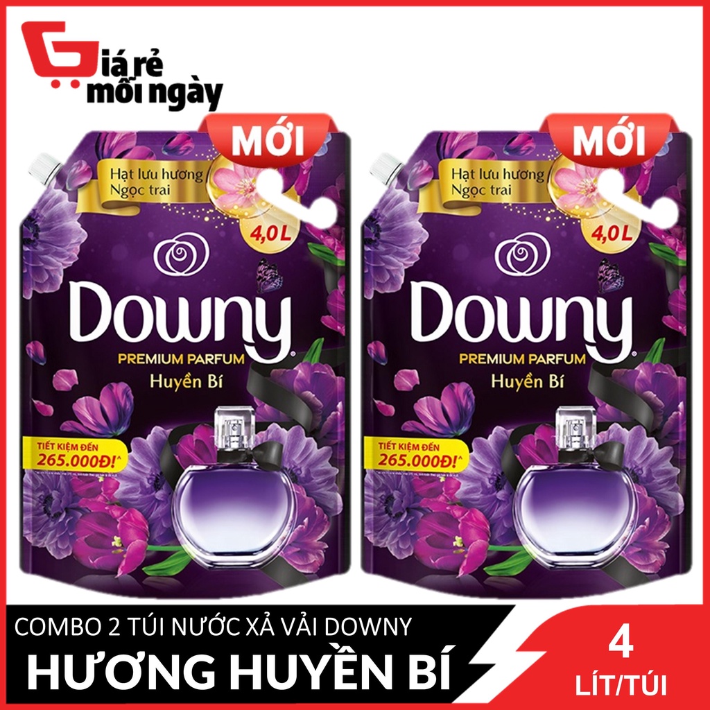 Combo 2 Túi Nước Xả Vải DOWNY Nước Hoa Cao Cấp Đậm Đặc Hương Huyền Bí Túi 4L