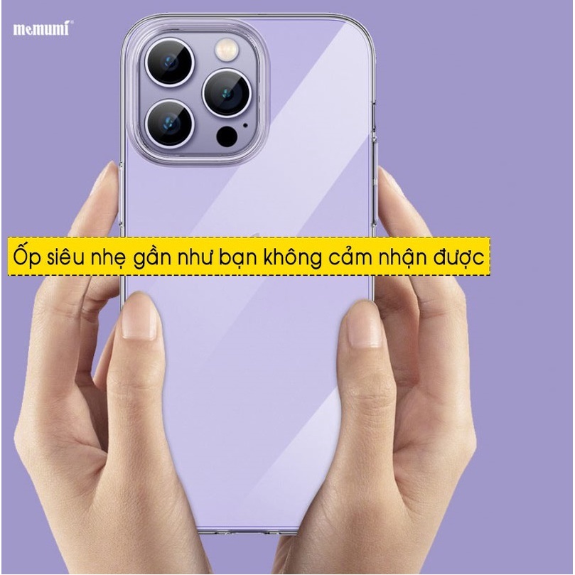 Ốp lưng IP 15 Pro Max/Pro 14 Pro Max/Pro 14 Plus/14 Memumi Ultra Clear siêu mỏng - không ố vàng